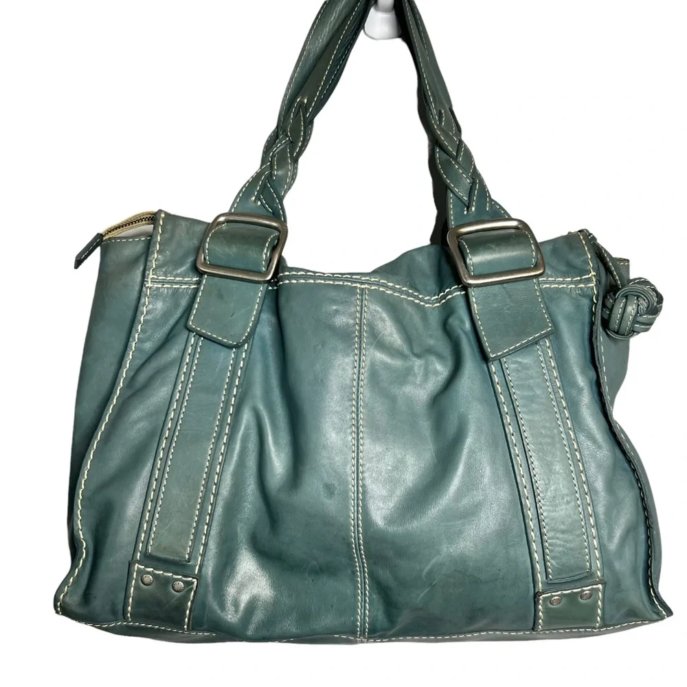 FOSSIL BLUE LEATHER SATCHEL - Picture 2 of 16